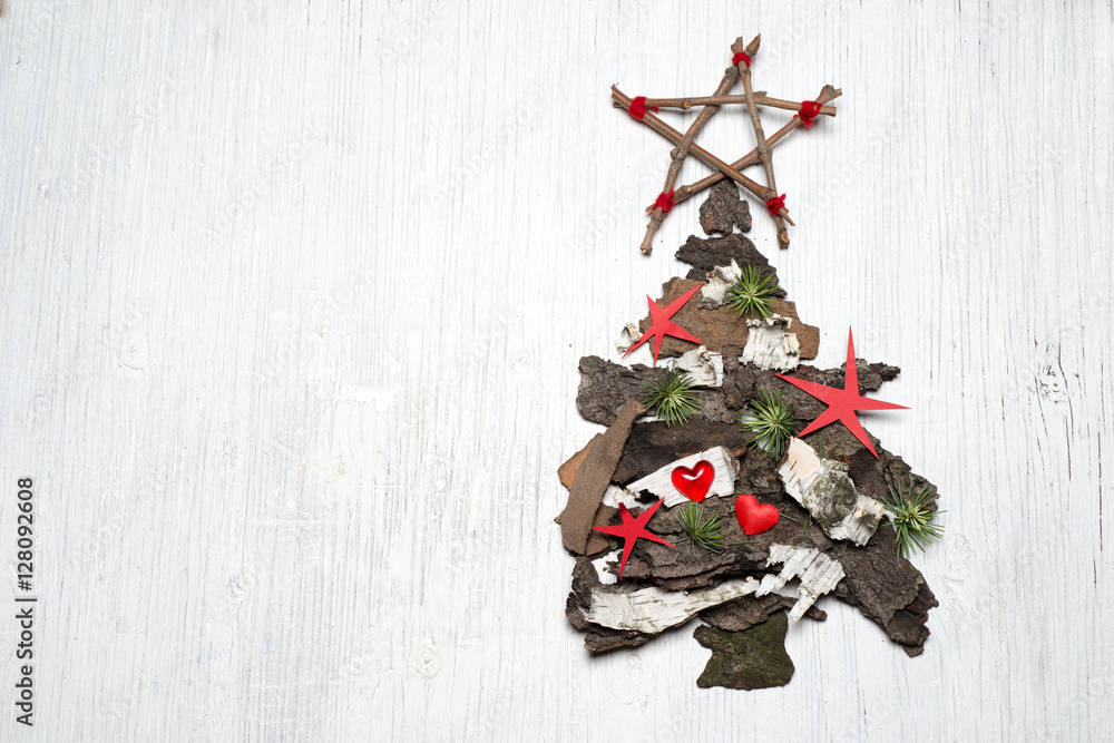 Fototapeta premium Tree bark handmade christmas decoration