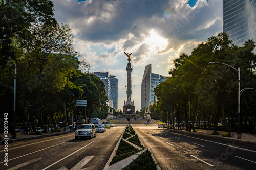 Paseo de La Reforma avenue and Angel of Independence Monument - Mexico City, Mexico photo