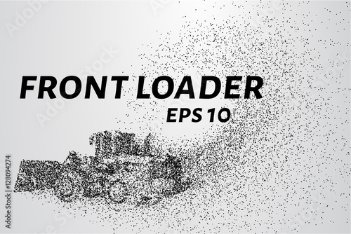 Front loader from the particles. Front loader consists of circles and points. Vector illustration