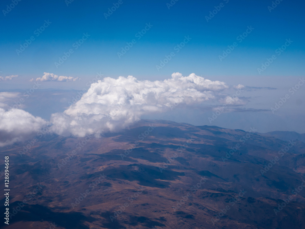 Aerial View - Clouds over Andes Mountains in Cusco, Peru