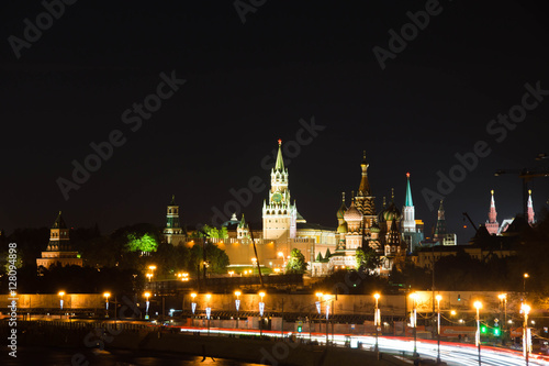 view of the towers of Kremlin at night