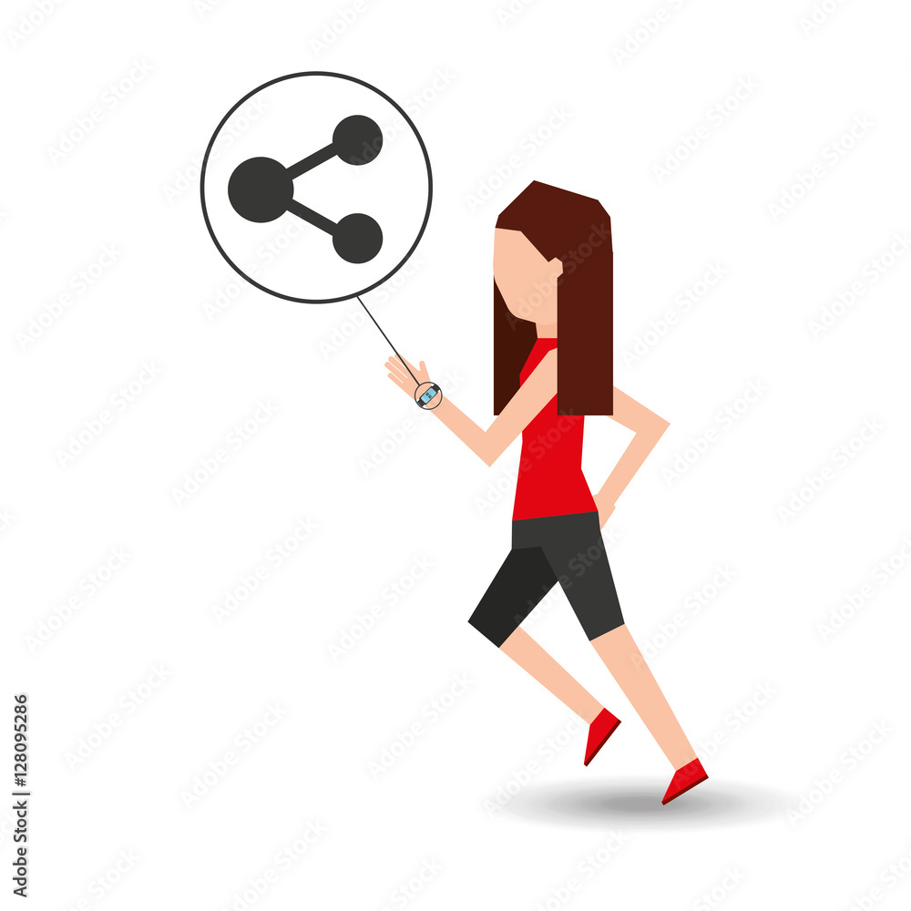 sport girl running with smart watch share icon vector illustration eps 10 sport girl running with smart watch share icon vector illustration eps 10