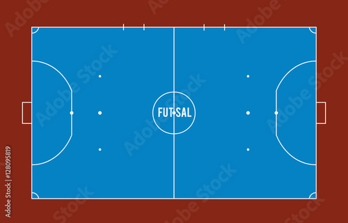 Futsal court or field top view vector illustration.