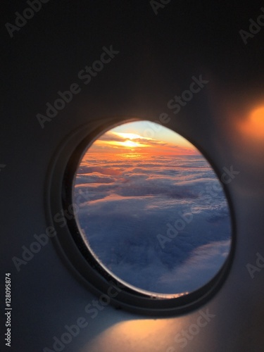Sunset from airplane 