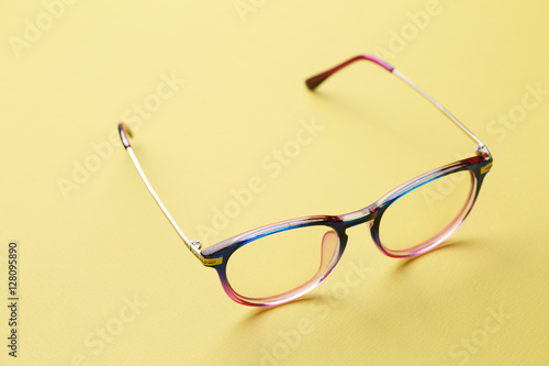 Blue and pink frame of glasses