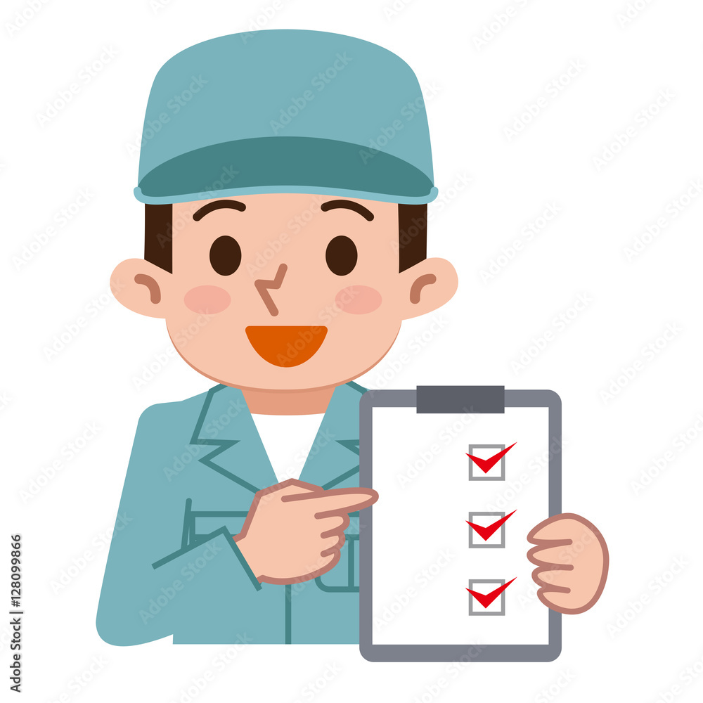 書類を指差す男性作業員