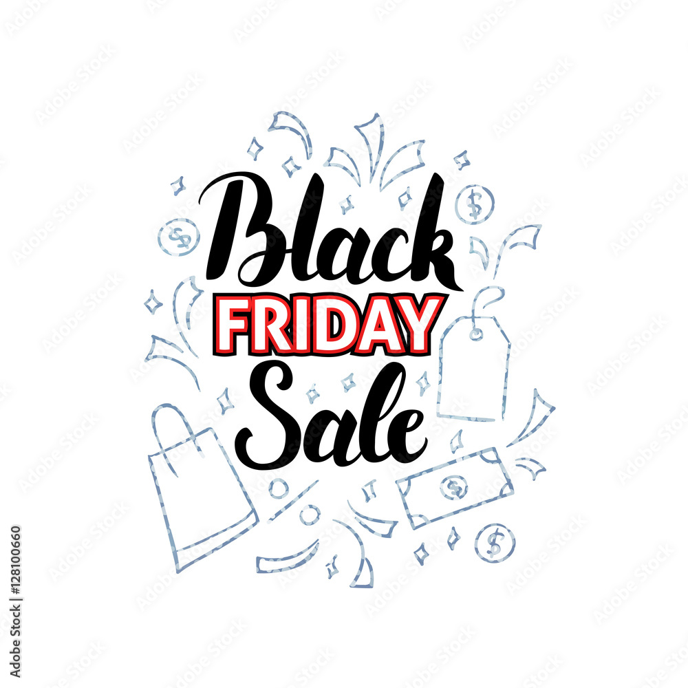 Obraz premium Black Friday Sale with Doodles