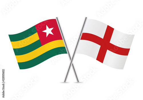 Togo and England flags. Vector illustration.