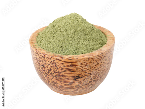 Indigo powder in the wooden bowl