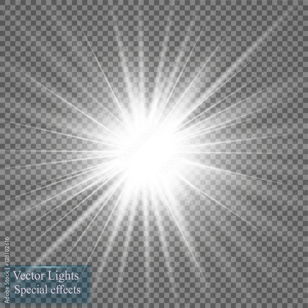 Glow light effect. Star burst with sparkles. Vector illustration