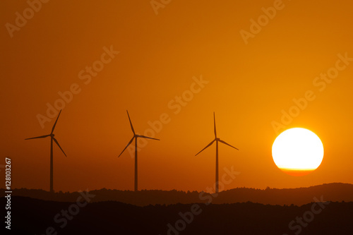 Wind Turbines and Sunset