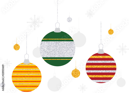 Glitter Stripe Christmas Tree Ornaments with Snowflakes