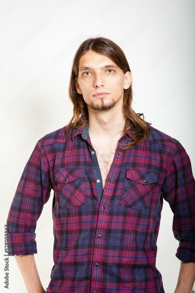 Man in plaid shirt. Man in plaid shirt.