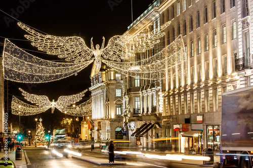 Christmas lights on Regent street in 2016 in  London