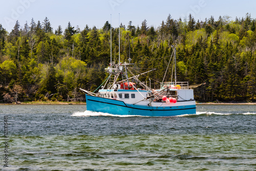 blue fishing boat from Nova Scotia