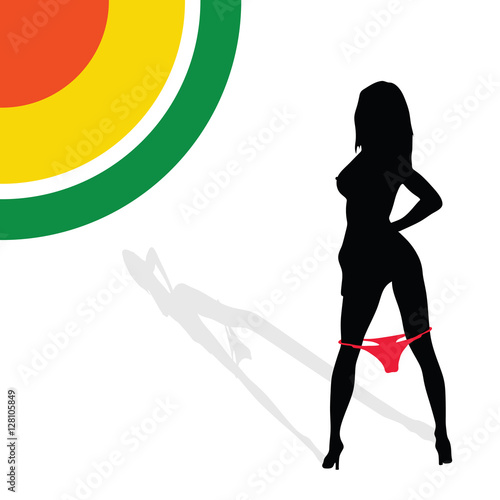 girl silhouette with underwear and circle illustration