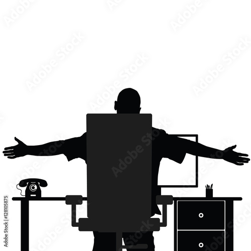 man silhouette in office black illustration
