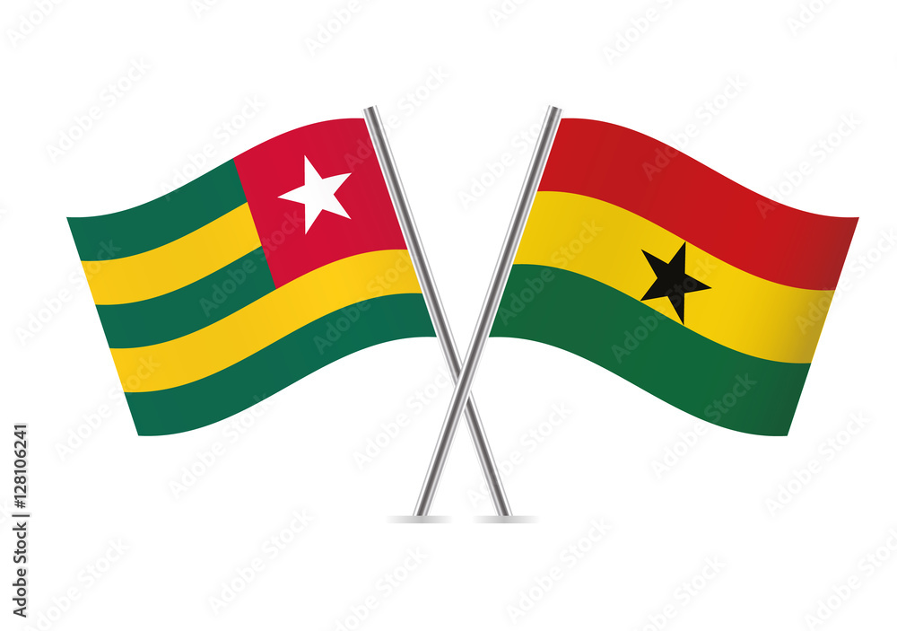 Togo and Ghana flags. Vector illustration. Adobe Stock