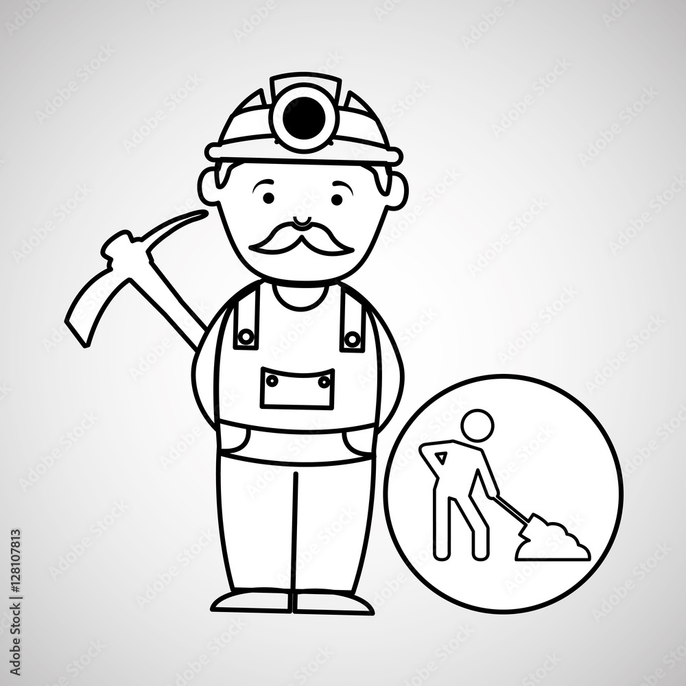 mine worker pickaxe icon design vector illustration eps 10