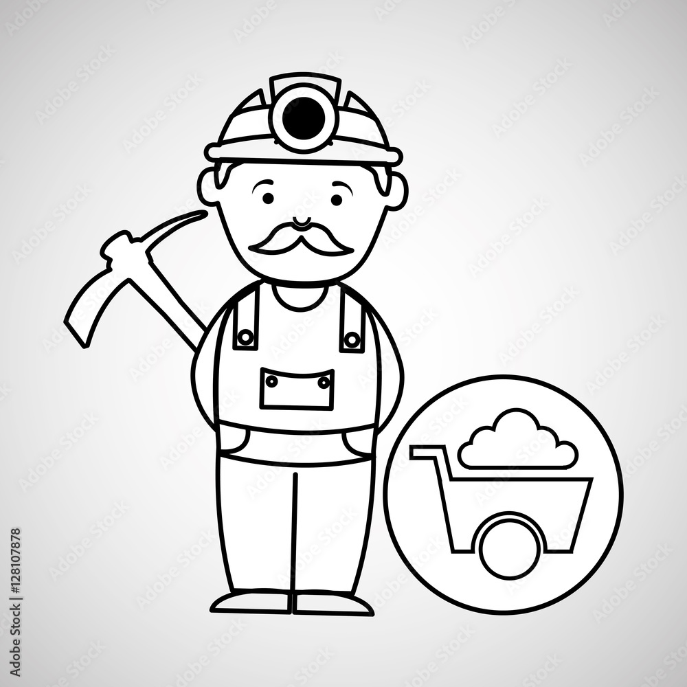 mine worker pickaxe with wheelbarrow vector illustration eps 10 mine worker pickaxe with wheelbarrow vector illustration eps 10