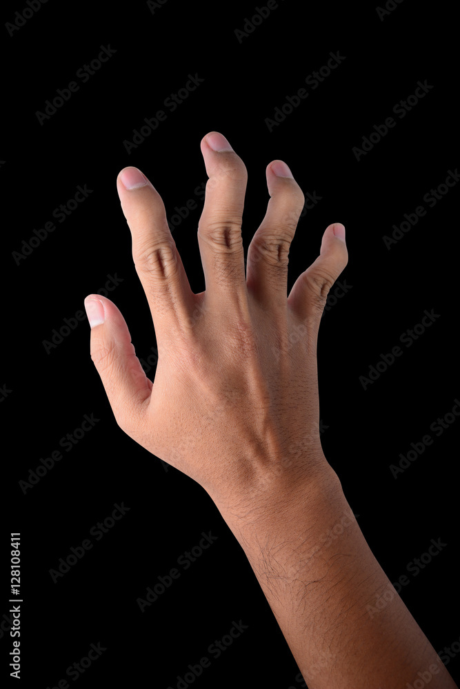 Hand of male trigger all finger isolated on black Hand of male trigger all finger isolated on black