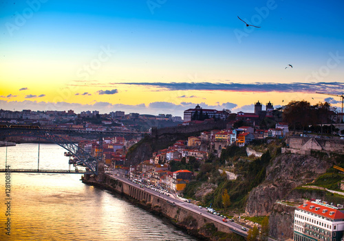 The Douro river in Old town Porto  Portugal.