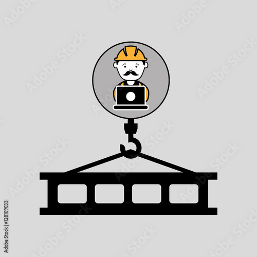 under construction laptop worker crane vector illustration eps 10