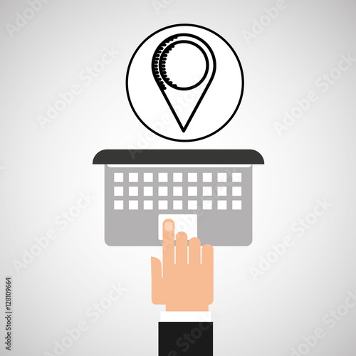 hand touch laptop web pointer map vector illustration eps 10