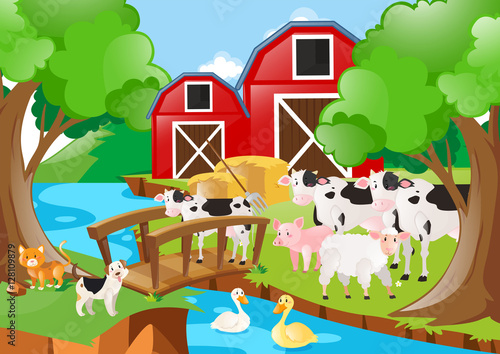 Farm animals on the farm
