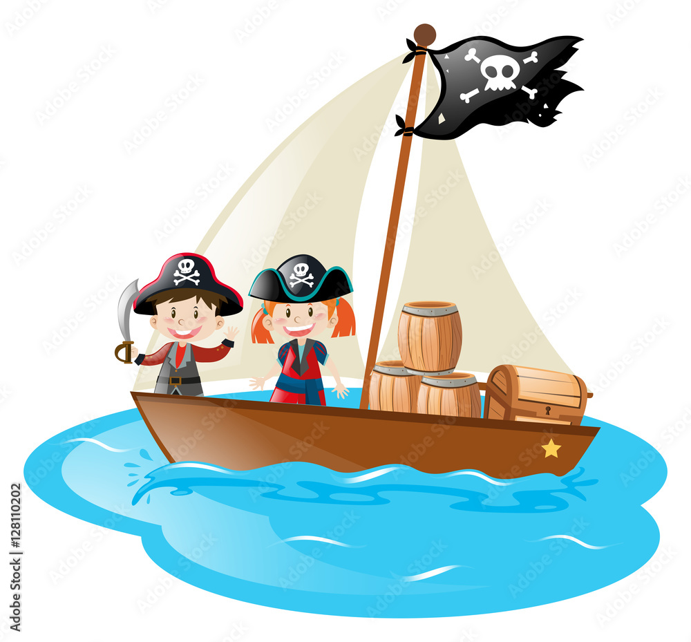 Two pirates sailing at sea
