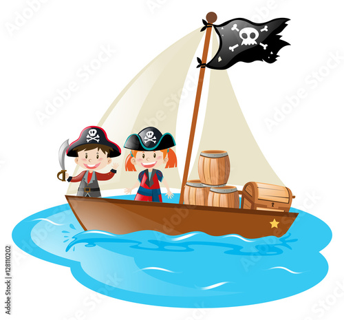 Two pirates sailing at sea