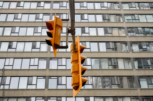 Photography Yellow traffic lights Toronto downtown, Canada