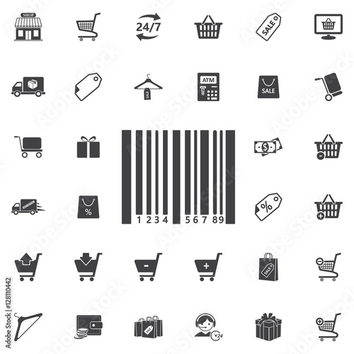 Bar code icon on the white background