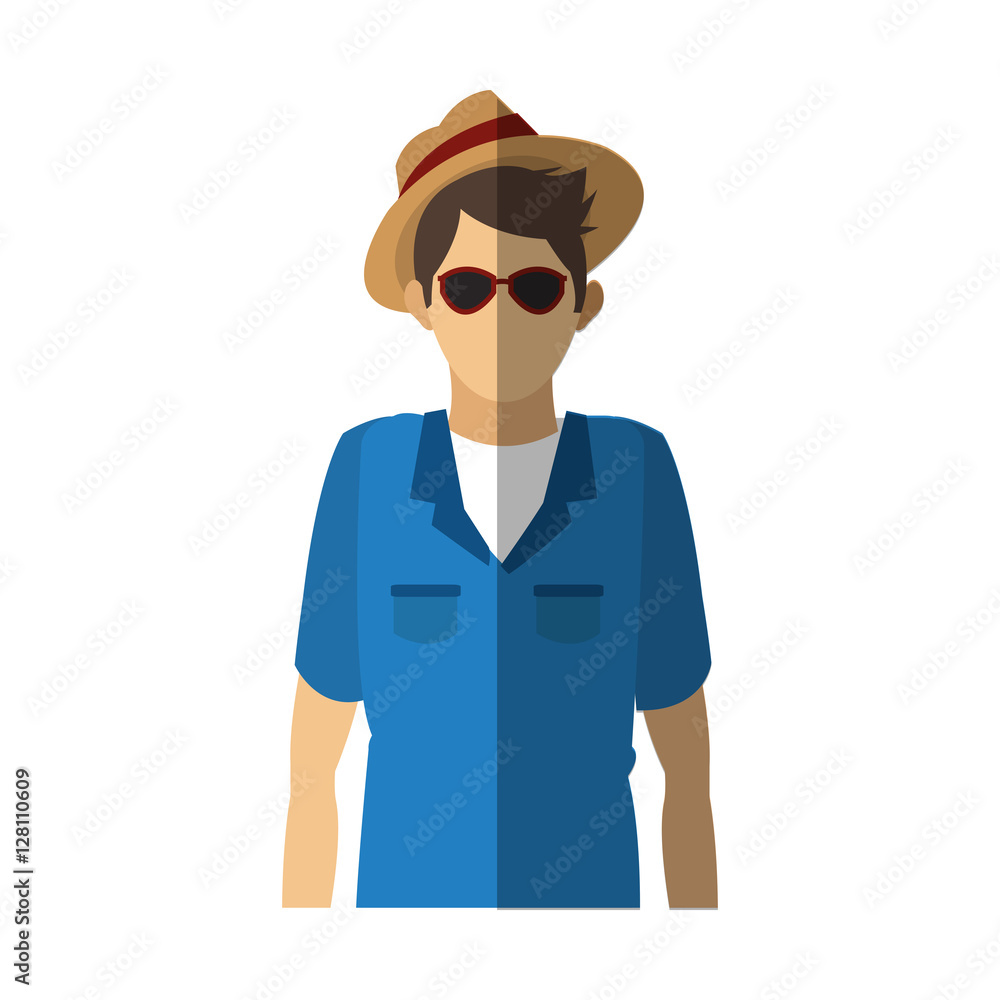 Fototapeta premium Tourist icon. Travel trip vacation and tourism theme. Isolated design. Vector illustration