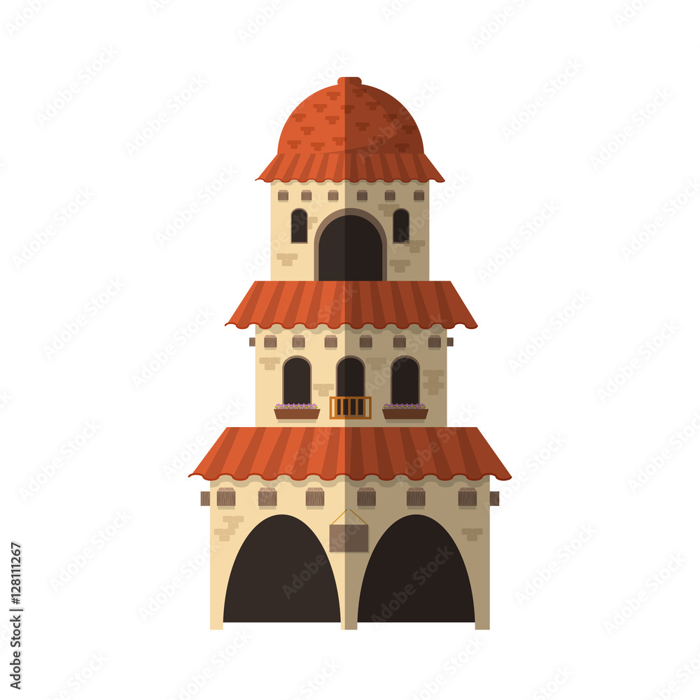 building icon. Mexican culture landmark and latin theme. Isolated design. Vector illustration