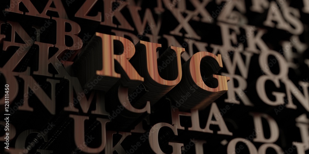 Rug - Wooden 3D rendered letters/message.  Can be used for an online banner ad or a print postcard.