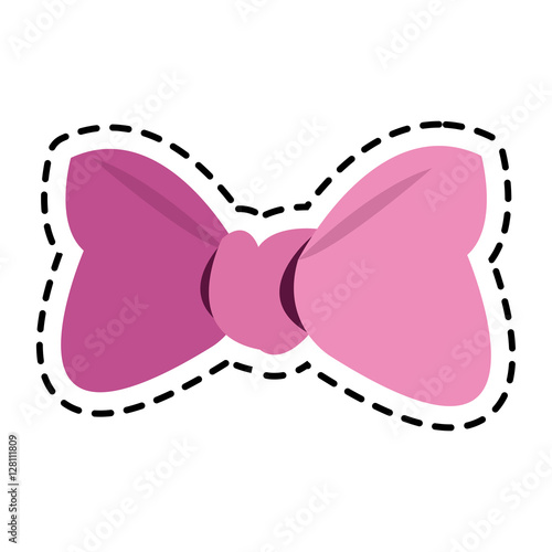Pink bowtie icon. Female ribbon and decoration theme. Isolated design. Vector illustration