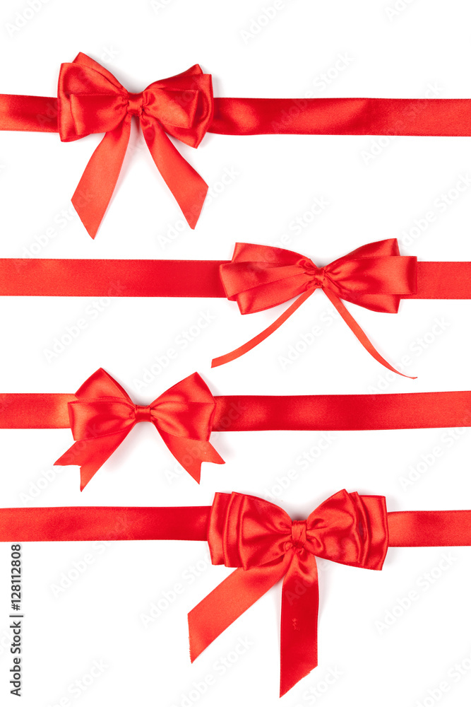 set of red ribbon satin bows set of red ribbon satin bows