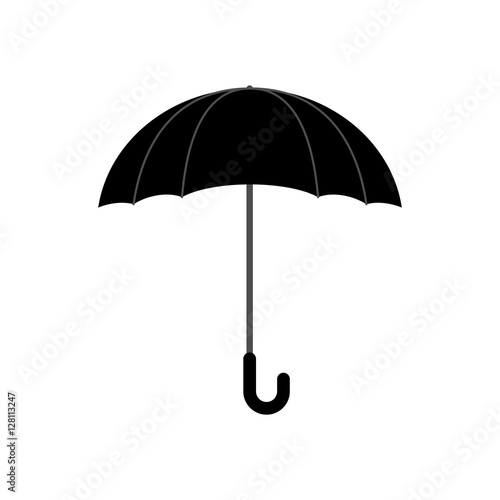 Black umbrella isolated. Accessory of rain on white background.