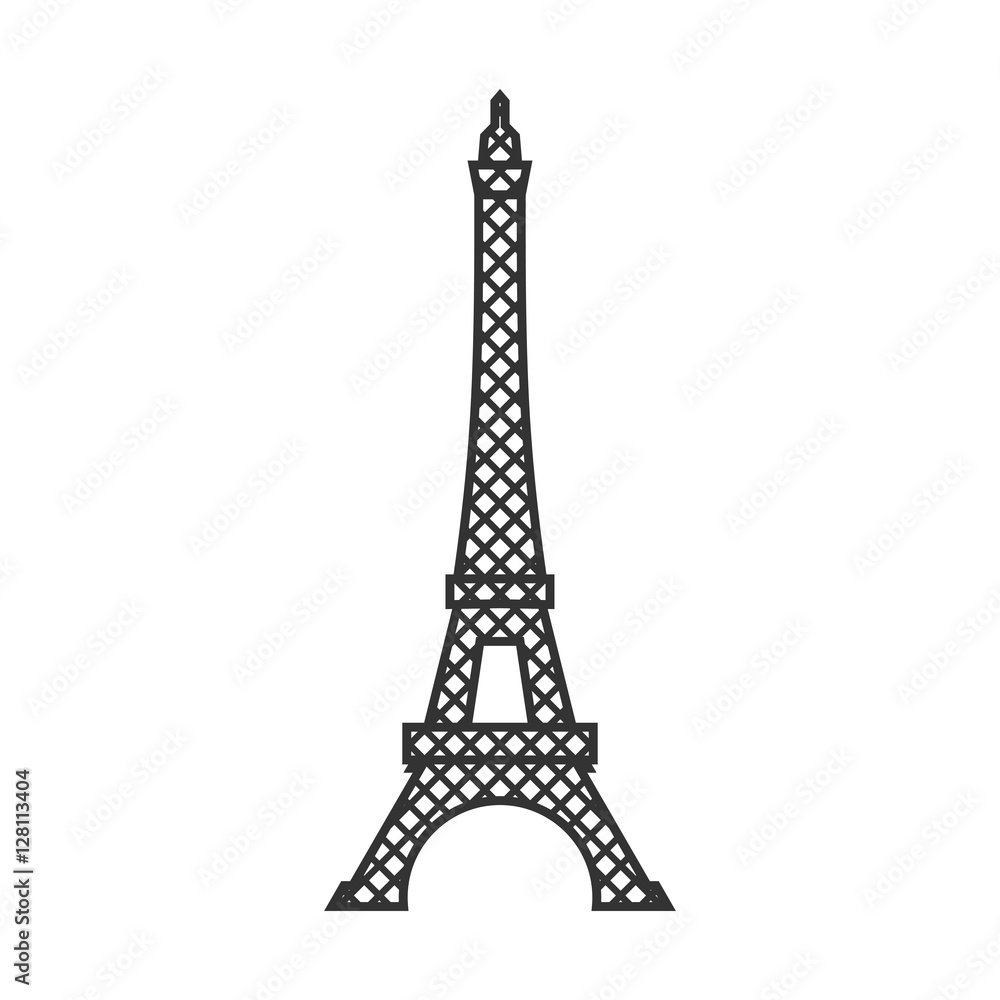 Eiffel tower isolated. Paris attractions. Landmark of France on