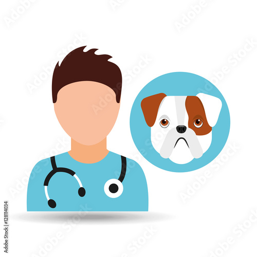 doctor cartoon veterinarian dog bulldog puppy vector illustration eps 10