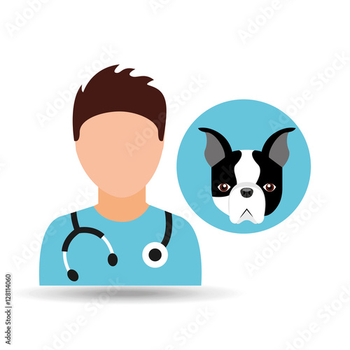 doctor cartoon veterinarian dog french bulldog vector illustration eps 10