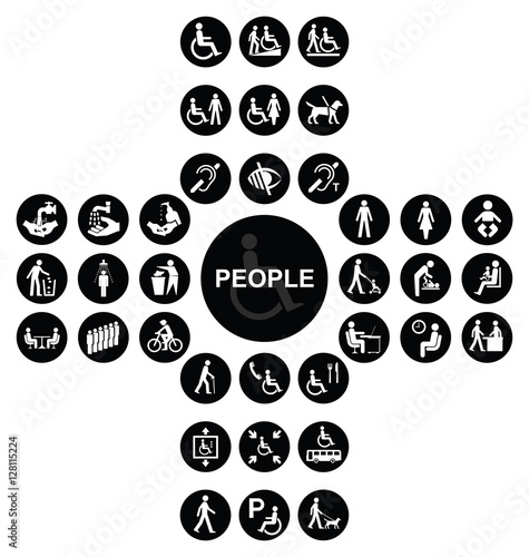 Black cruciform disability and people Icon collection