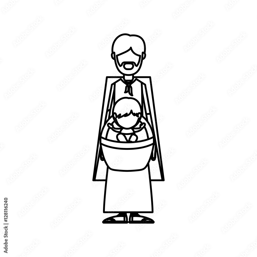 Joseph and baby jesus icon. Nativity merry christmas season and decoration theme. Isolated design. Vector illustration Joseph and baby jesus icon. Nativity merry christmas season and decoration theme. Isolated design. Vector illustration