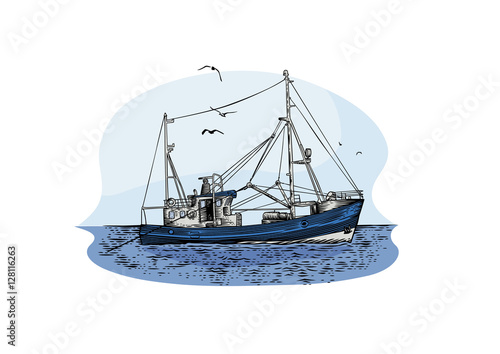 Fishing trawler at the sea