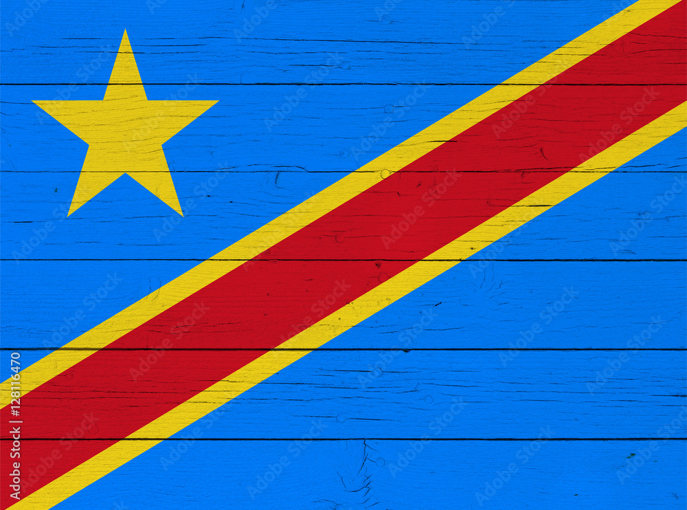 Flag of the Democratic Republic of the Congo on wooden background Flag of the Democratic Republic of the Congo on wooden background