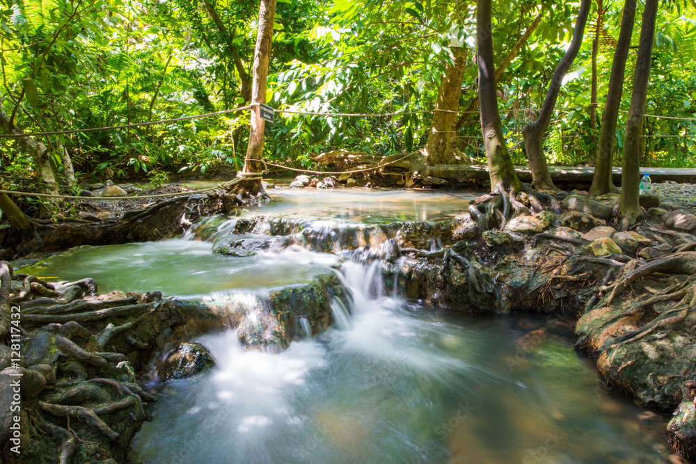 Fototapeta premium Hot spring waterfall at Khlong Thom Nuea, Krabi