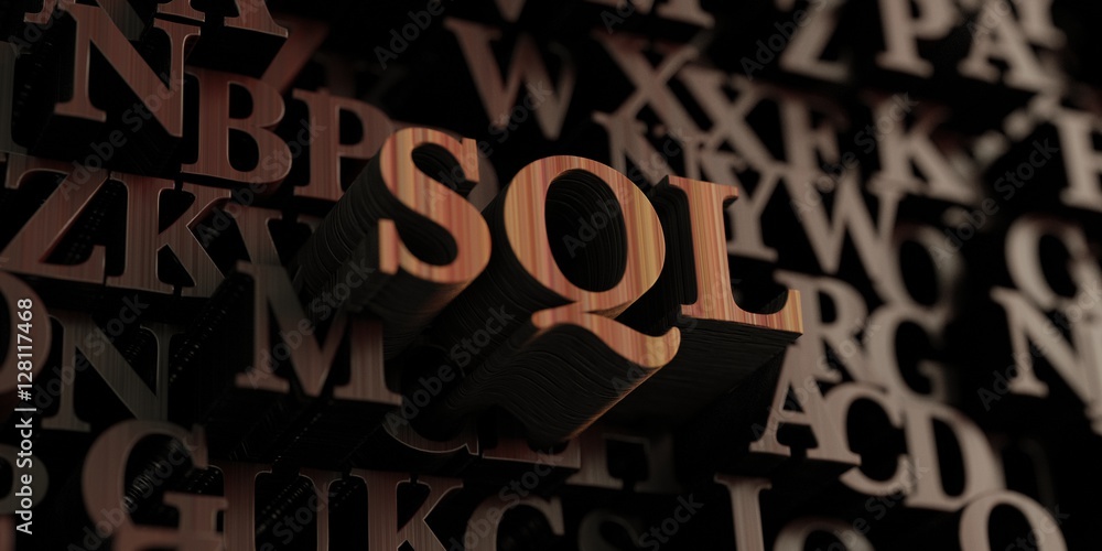 Sql - Wooden 3D rendered letters/message.  Can be used for an online banner ad or a print postcard.