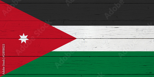 Flag of Jordan on wooden background