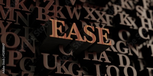 Ease - Wooden 3D rendered letters message.  Can be used for an online banner ad or a print postcard.